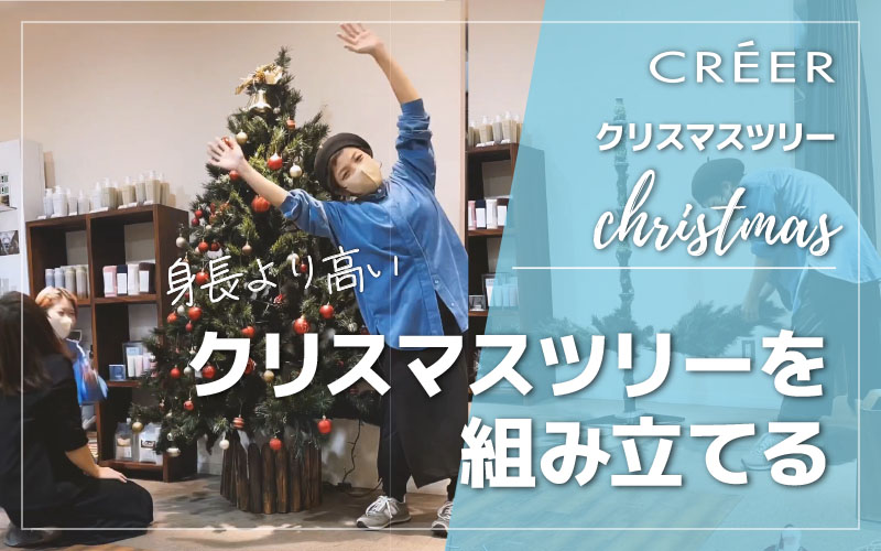 CREER_クレール塚口店_身長より高いクリスマスツリーを組み立てる